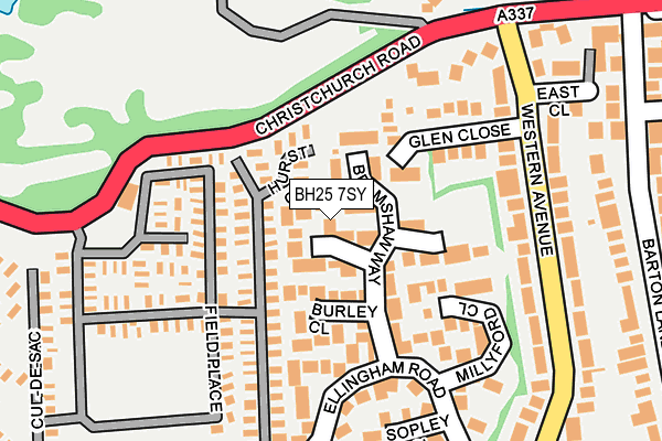 BH25 7SY map - OS OpenMap – Local (Ordnance Survey)