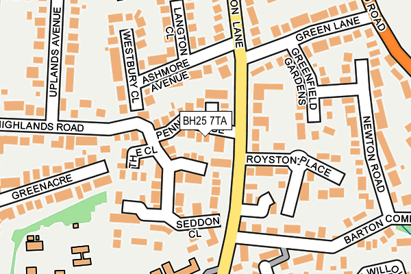BH25 7TA map - OS OpenMap – Local (Ordnance Survey)
