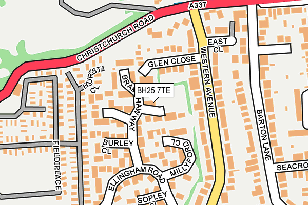 BH25 7TE map - OS OpenMap – Local (Ordnance Survey)