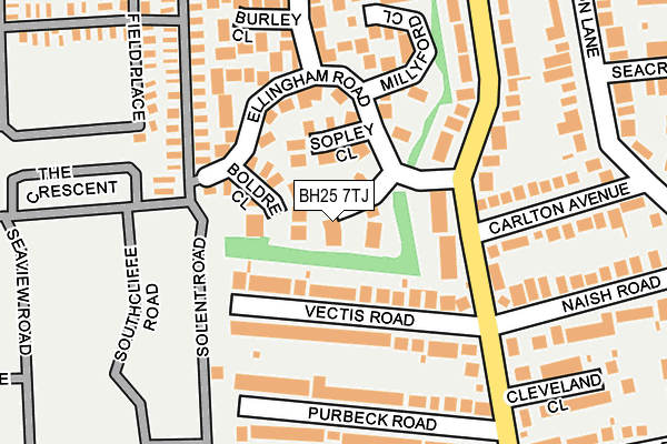 BH25 7TJ map - OS OpenMap – Local (Ordnance Survey)