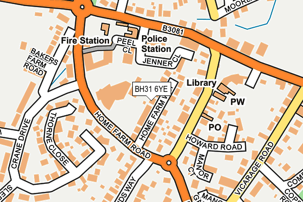 BH31 6YE map - OS OpenMap – Local (Ordnance Survey)