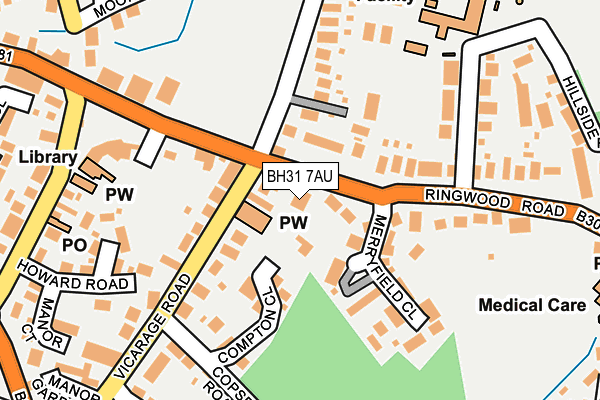 BH31 7AU map - OS OpenMap – Local (Ordnance Survey)