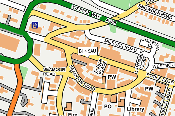 BH4 9AU map - OS OpenMap – Local (Ordnance Survey)