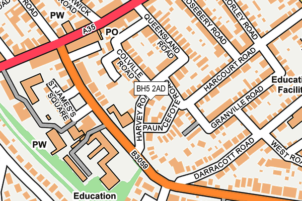 BH5 2AD map - OS OpenMap – Local (Ordnance Survey)