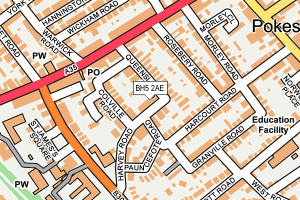 BH5 2AE map - OS OpenMap – Local (Ordnance Survey)