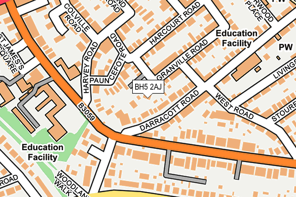 BH5 2AJ map - OS OpenMap – Local (Ordnance Survey)