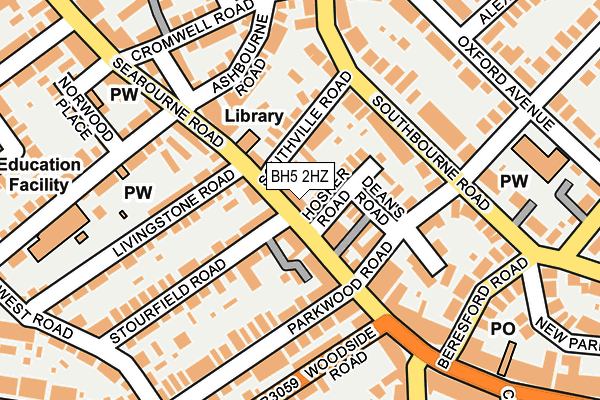 BH5 2HZ map - OS OpenMap – Local (Ordnance Survey)
