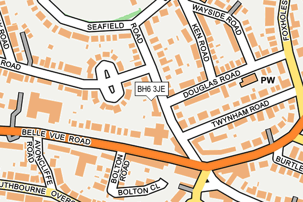 BH6 3JE map - OS OpenMap – Local (Ordnance Survey)