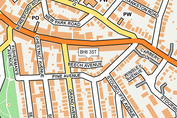 BH6 3ST map - OS OpenMap – Local (Ordnance Survey)