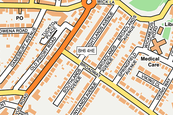 BH6 4HE map - OS OpenMap – Local (Ordnance Survey)
