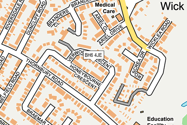 BH6 4JE map - OS OpenMap – Local (Ordnance Survey)