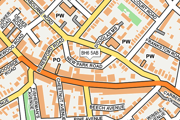 BH6 5AB map - OS OpenMap – Local (Ordnance Survey)