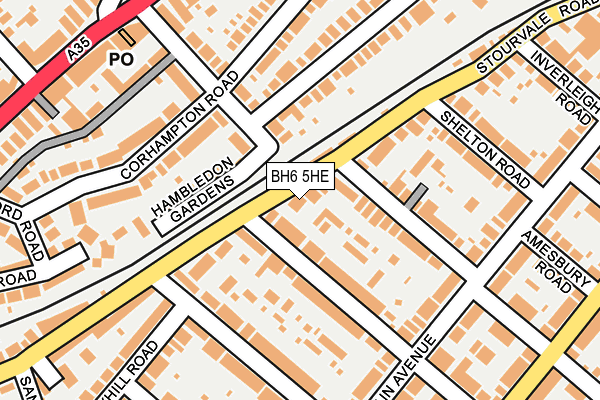 BH6 5HE map - OS OpenMap – Local (Ordnance Survey)