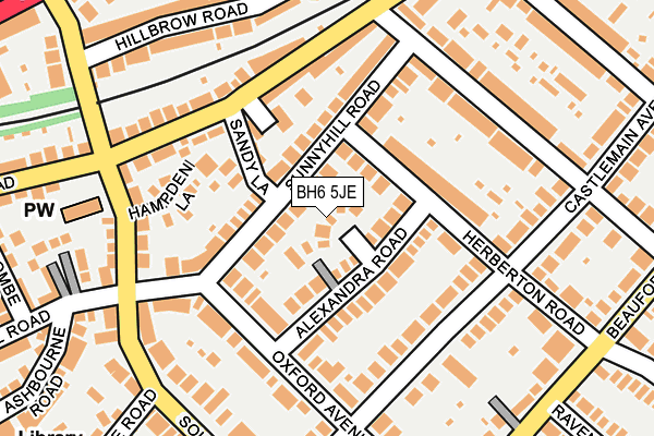 BH6 5JE map - OS OpenMap – Local (Ordnance Survey)