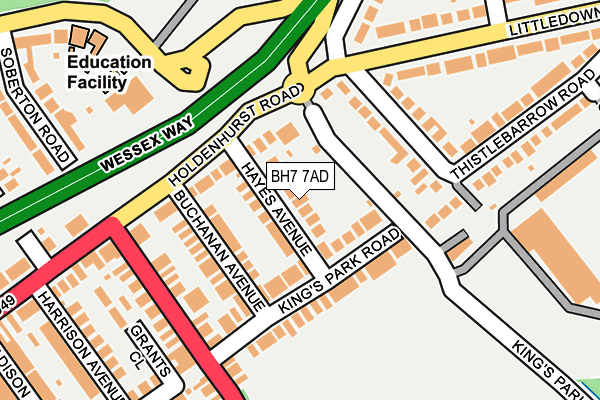 BH7 7AD map - OS OpenMap – Local (Ordnance Survey)