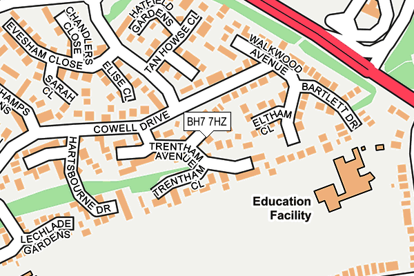BH7 7HZ map - OS OpenMap – Local (Ordnance Survey)