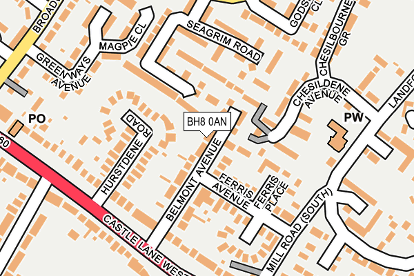 BH8 0AN map - OS OpenMap – Local (Ordnance Survey)