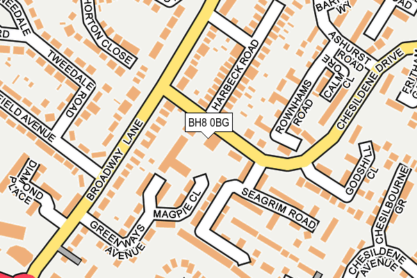 BH8 0BG map - OS OpenMap – Local (Ordnance Survey)