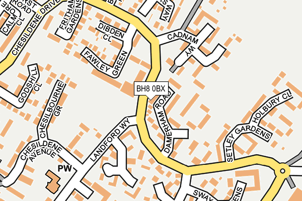 BH8 0BX map - OS OpenMap – Local (Ordnance Survey)