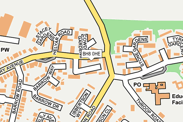 BH8 0HE map - OS OpenMap – Local (Ordnance Survey)