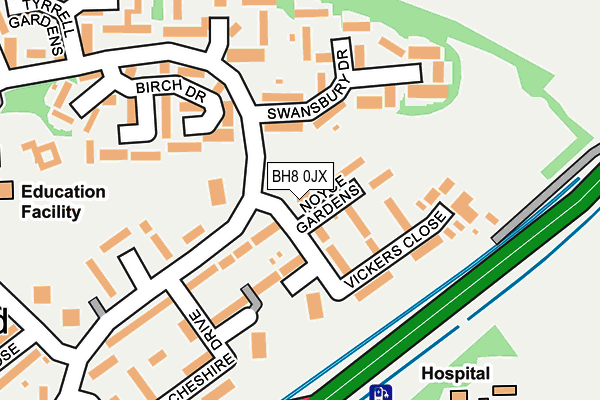 BH8 0JX map - OS OpenMap – Local (Ordnance Survey)