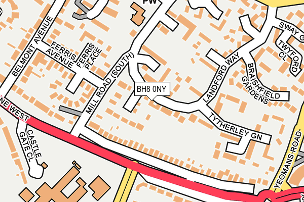 BH8 0NY map - OS OpenMap – Local (Ordnance Survey)