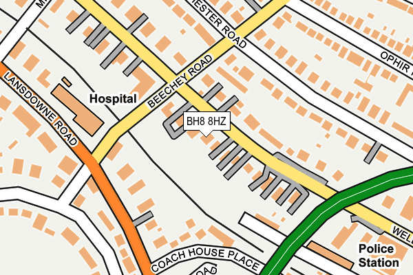 BH8 8HZ map - OS OpenMap – Local (Ordnance Survey)