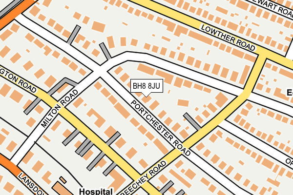 BH8 8JU map - OS OpenMap – Local (Ordnance Survey)