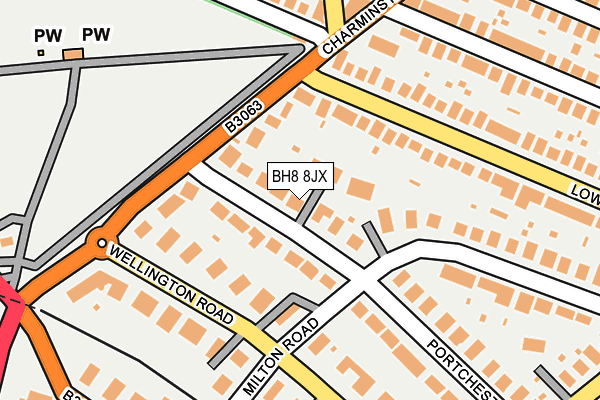 BH8 8JX map - OS OpenMap – Local (Ordnance Survey)