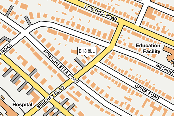 BH8 8LL map - OS OpenMap – Local (Ordnance Survey)