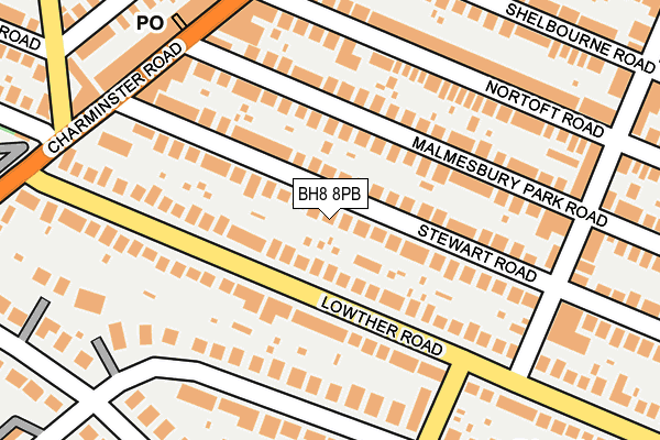 BH8 8PB map - OS OpenMap – Local (Ordnance Survey)