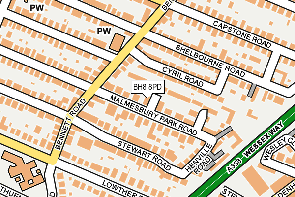 BH8 8PD map - OS OpenMap – Local (Ordnance Survey)