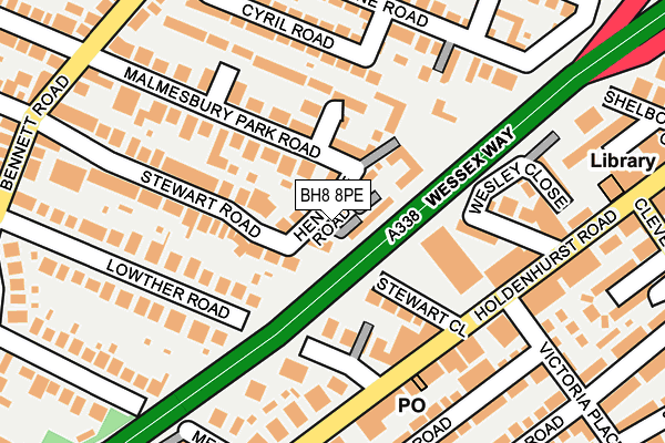 BH8 8PE map - OS OpenMap – Local (Ordnance Survey)