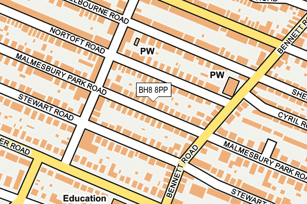 BH8 8PP map - OS OpenMap – Local (Ordnance Survey)