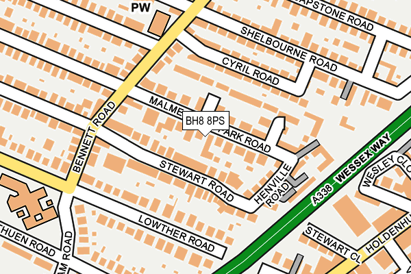 BH8 8PS map - OS OpenMap – Local (Ordnance Survey)