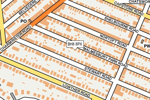 BH8 8PX map - OS OpenMap – Local (Ordnance Survey)