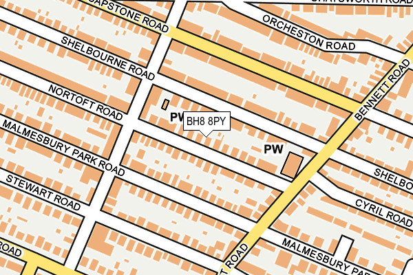 BH8 8PY map - OS OpenMap – Local (Ordnance Survey)
