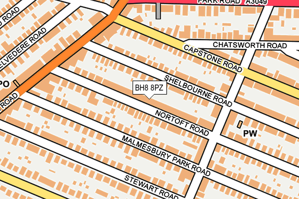 BH8 8PZ map - OS OpenMap – Local (Ordnance Survey)