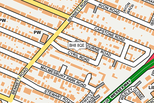 BH8 8QE map - OS OpenMap – Local (Ordnance Survey)