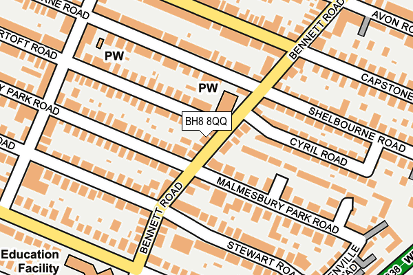 BH8 8QQ map - OS OpenMap – Local (Ordnance Survey)