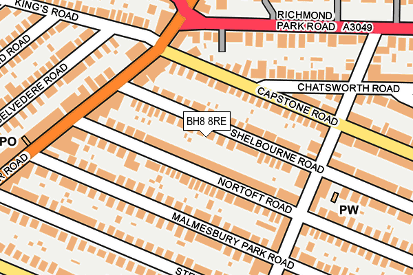 BH8 8RE map - OS OpenMap – Local (Ordnance Survey)