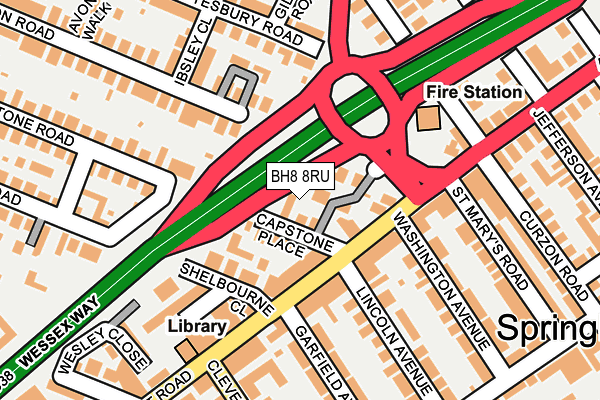 BH8 8RU map - OS OpenMap – Local (Ordnance Survey)