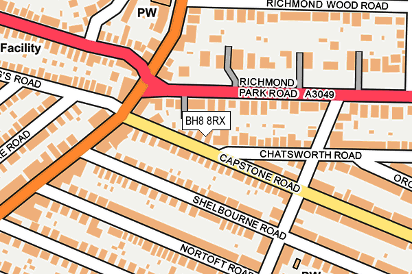 BH8 8RX map - OS OpenMap – Local (Ordnance Survey)