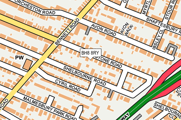 BH8 8RY map - OS OpenMap – Local (Ordnance Survey)