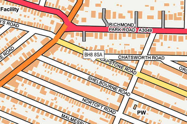 BH8 8SA map - OS OpenMap – Local (Ordnance Survey)