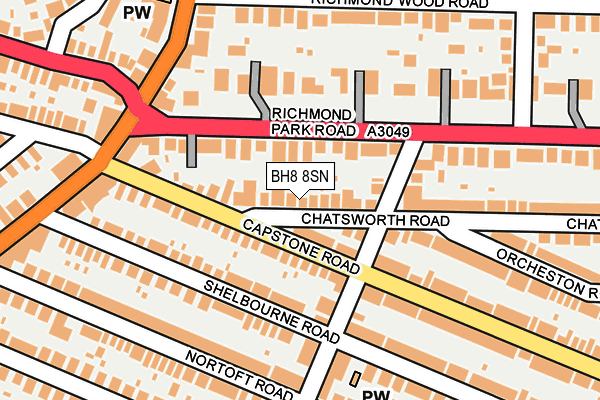 BH8 8SN map - OS OpenMap – Local (Ordnance Survey)