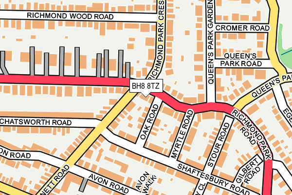 BH8 8TZ map - OS OpenMap – Local (Ordnance Survey)