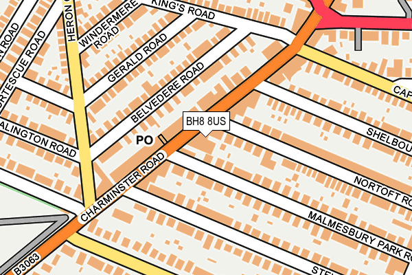 BH8 8US map - OS OpenMap – Local (Ordnance Survey)