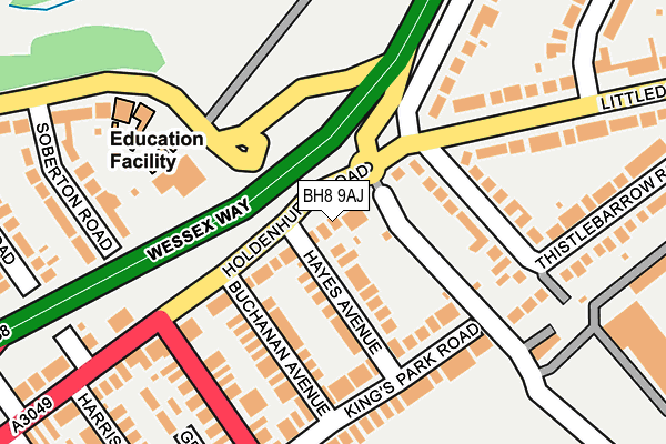 BH8 9AJ map - OS OpenMap – Local (Ordnance Survey)