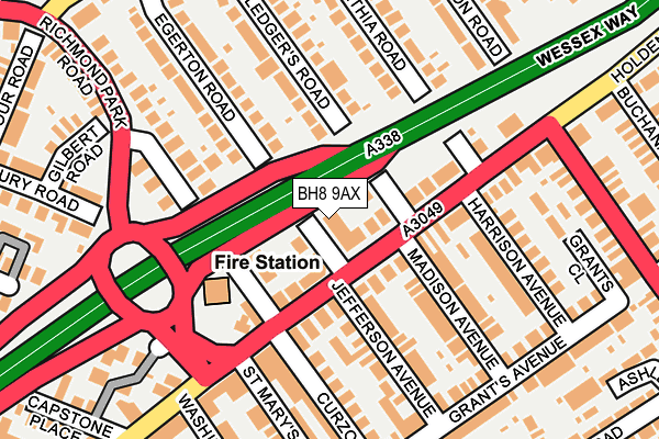 BH8 9AX map - OS OpenMap – Local (Ordnance Survey)